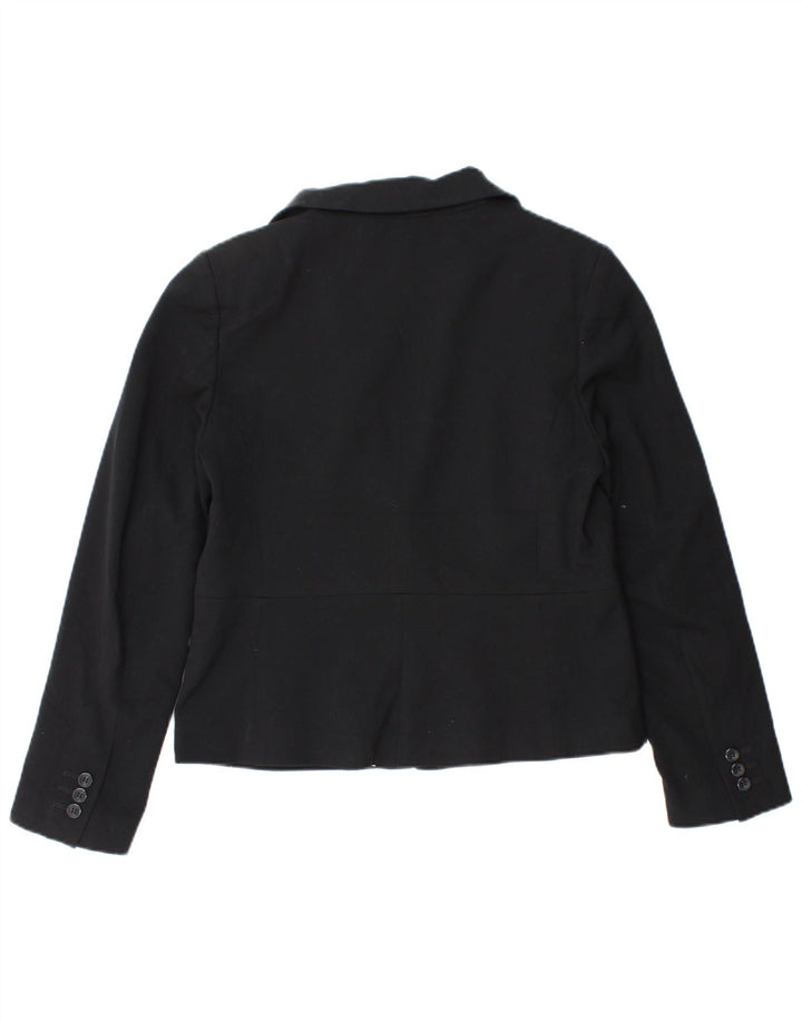 Marks & Spencer Damen Crop 1 Button Blazer Jacke UK 12 Medium Schwarz