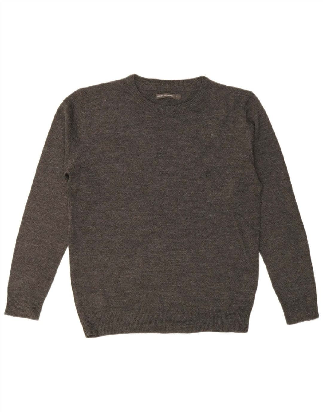 French Connection Herren-Pullover mit Rundhalsausschnitt, Größe L, Grau
