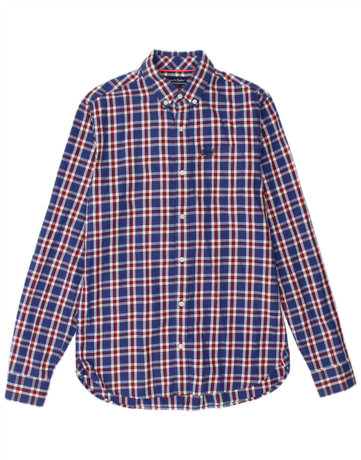 SUPERDRY Herren-Flanellhemd XS, marineblau, kariert, Baumwolle