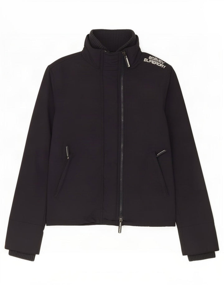 Superdry Damen-Regenjacke mit Grafik, UK 14, mittelmarineblaues Nylon
