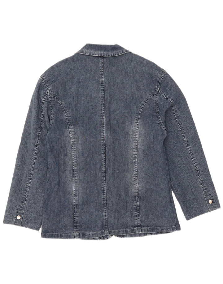Vintage Damen 2-Knopf-Jeans-Blazer-Jacke IT 50 XL Blaue Baumwolle