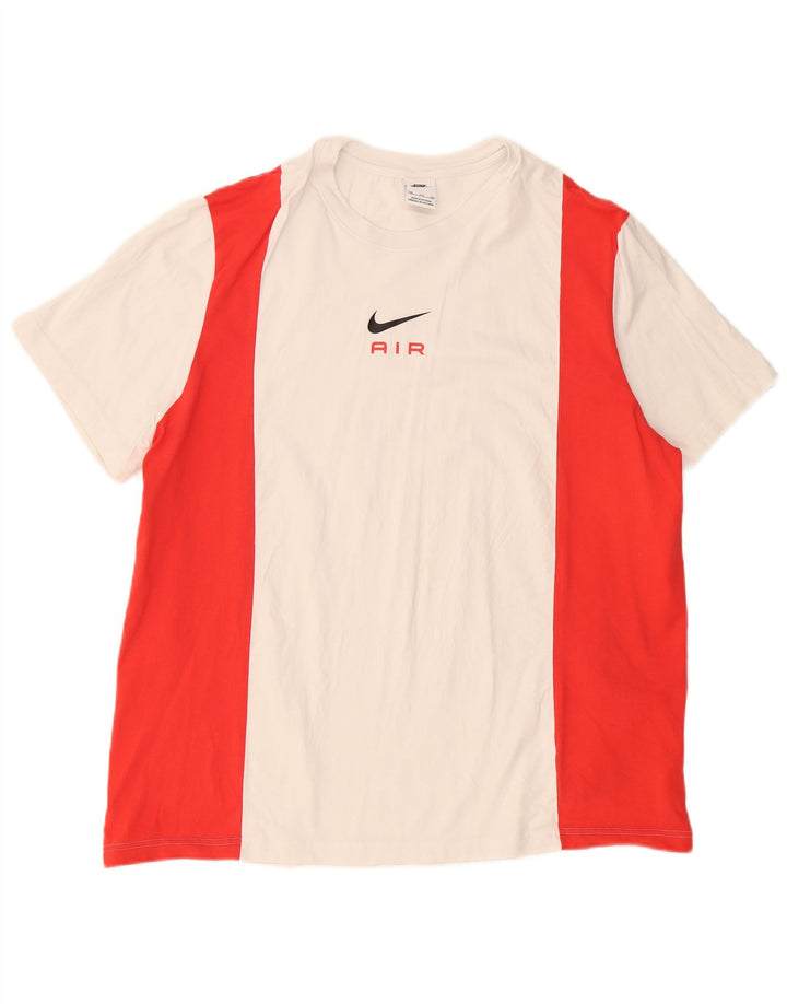 Nike Herren T-Shirt Top 2XL Weiß Colourblock Baumwolle