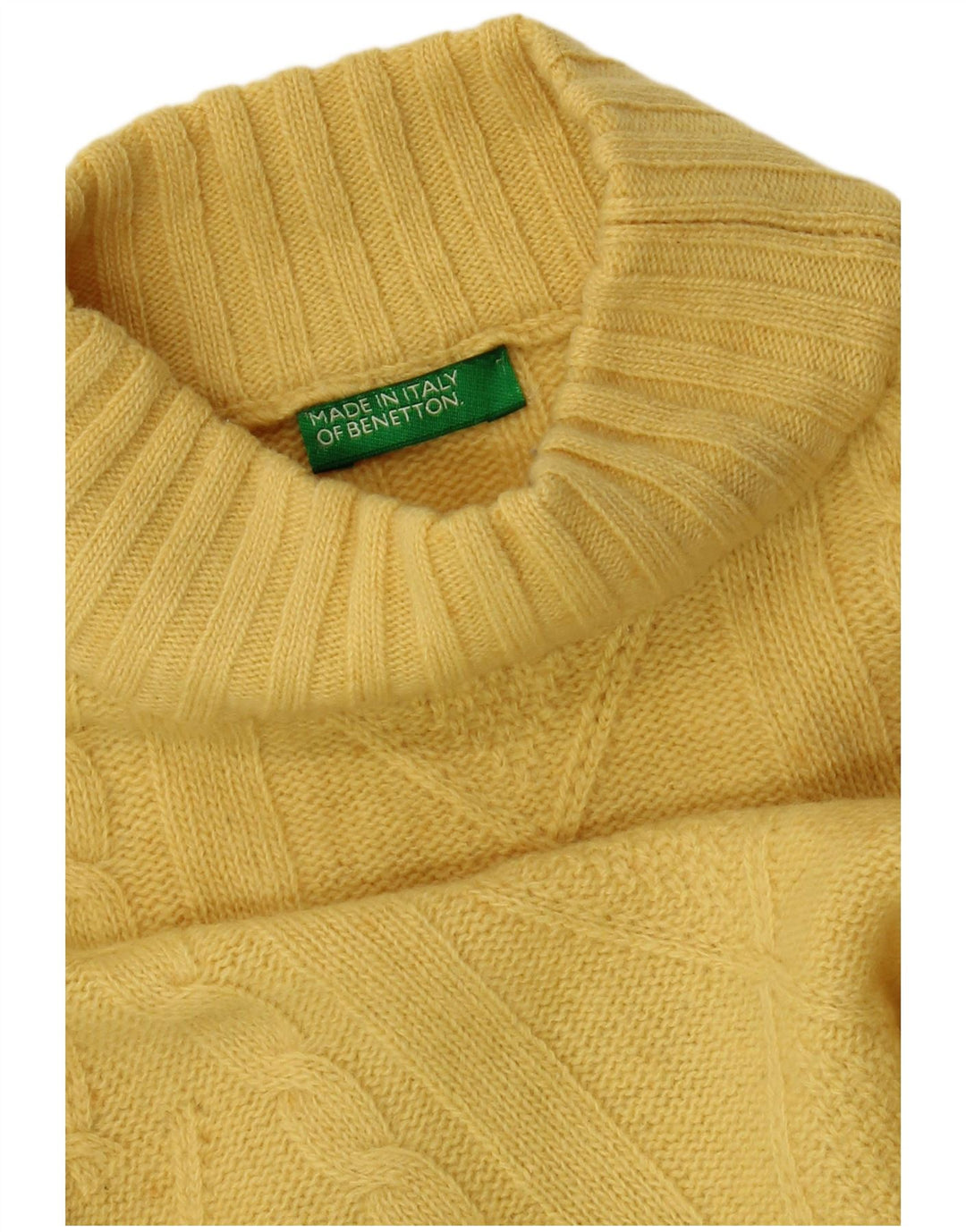 BENETTON Damen-Pullover mit Rollkragen, Gr. 10, Größe S, Gelb
