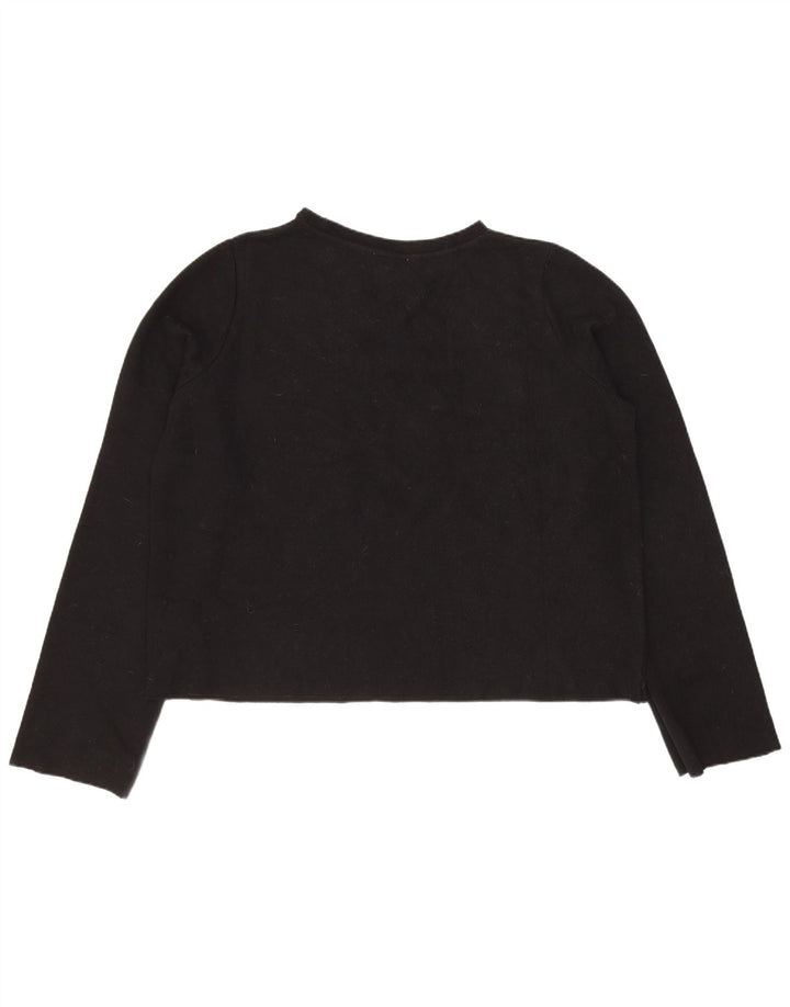 Zara Damen Crop Graphic Top Langarm UK 14 Mittelschwarz geblümt