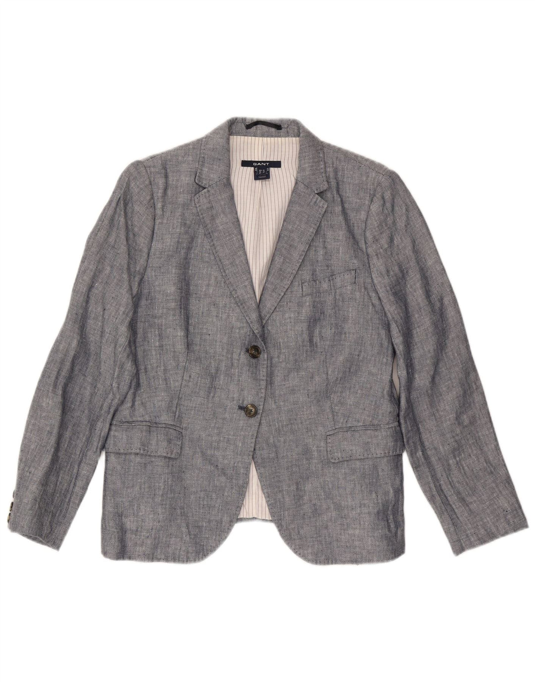 Gant Damen-Blazerjacke mit 2 Knöpfen, Gr. 16, großes graues Leinen
