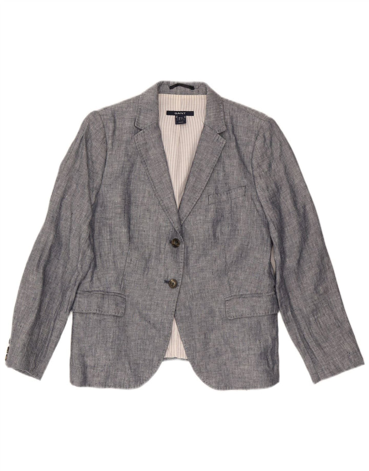 Gant Damen-Blazerjacke mit 2 Knöpfen, Gr. 16, großes graues Leinen