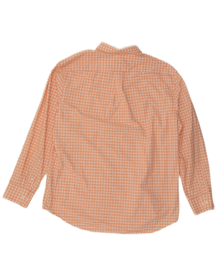 Izod Herrenhemd XL Orange Gingham Baumwolle