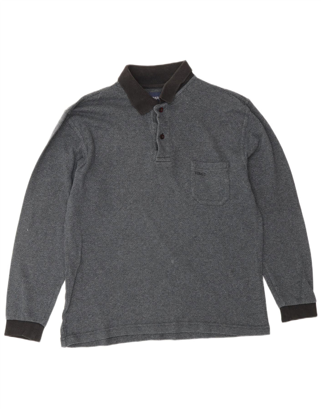 LOUIS FERAUD Herren-Langarm-Poloshirt aus mittelgrauer Baumwolle
