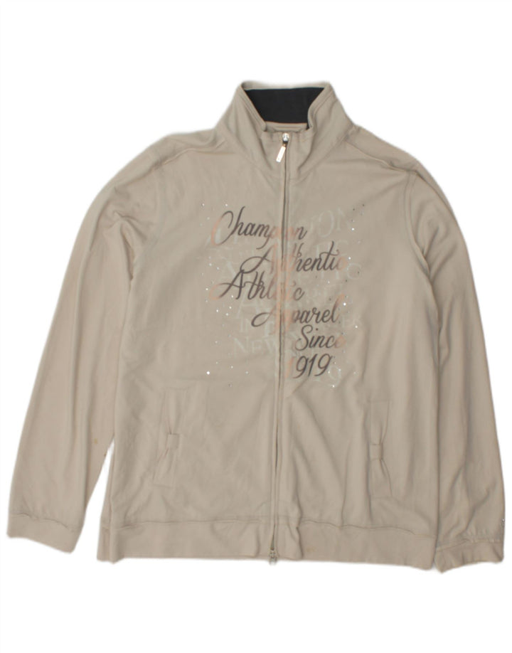 Champion Damen Easy Fit Graphic Trainingsanzug-Oberteil, Jacke, Größe L, Beige