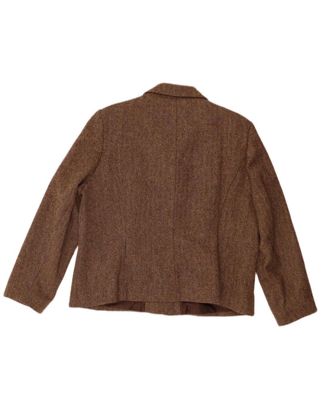 Penny Plain Damen-Blazerjacke mit 4 Knöpfen, UK 20 2XL, braune Wolle mit Fischgrätenmuster
