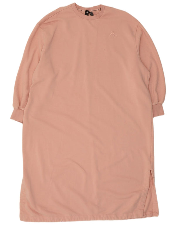 Adidas Damen Übergroßes Sweatshirt-Pulloverkleid UK 24/26 2XL Rosa Baumwolle
