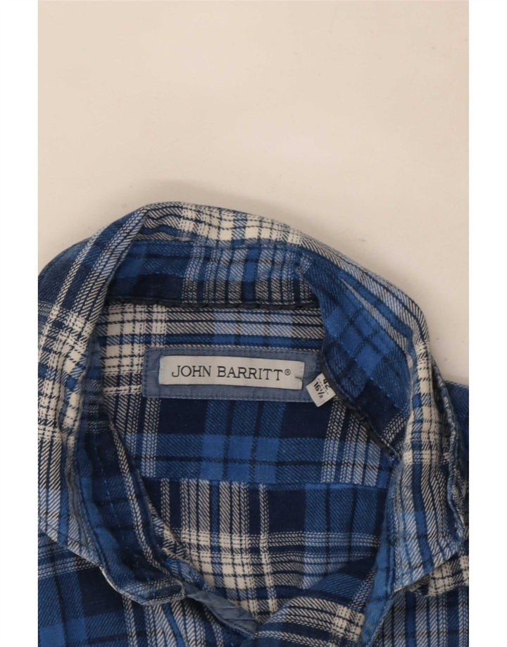John Barritt Herren-Flanellhemd, Größe 42, 16 1/2, große, blau karierte Baumwolle