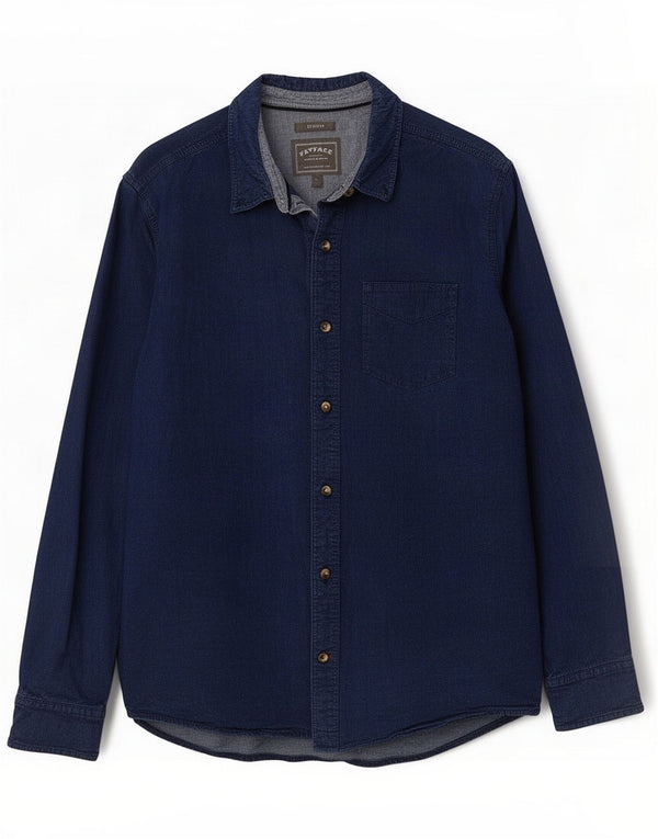 Fat Face Mens Slim Fit Shirt Large Navy Blue Cotton