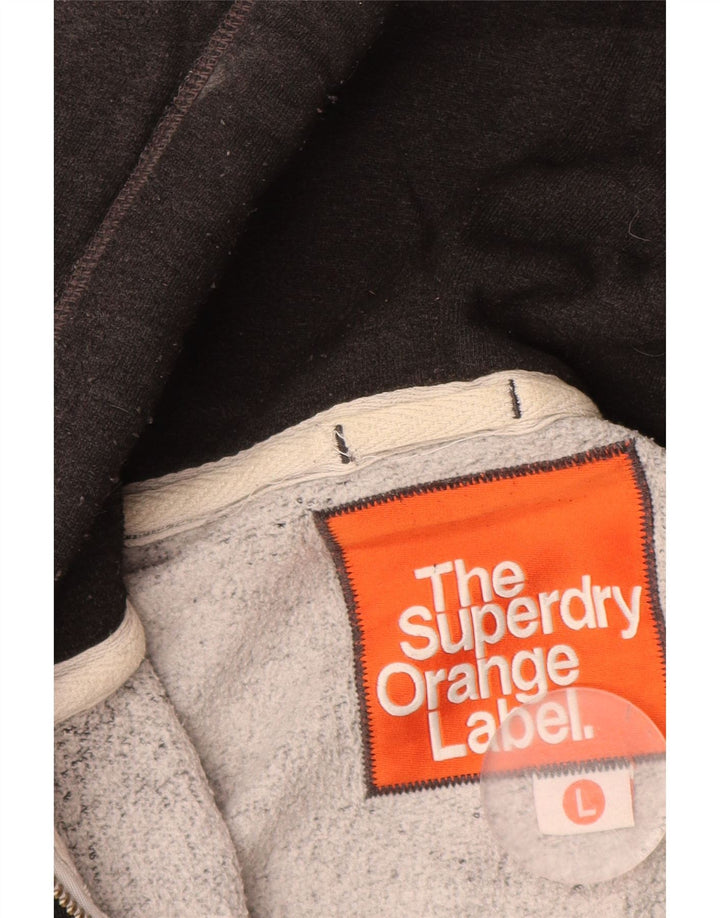 SUPERDRY Herren-Kapuzenpullover mit Reißverschluss, groß, aus grauer Baumwolle