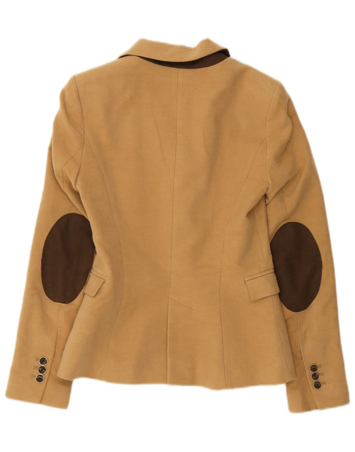Zara Damen 1-Knopf-Blazerjacke UK 6 XS Braune Baumwolle