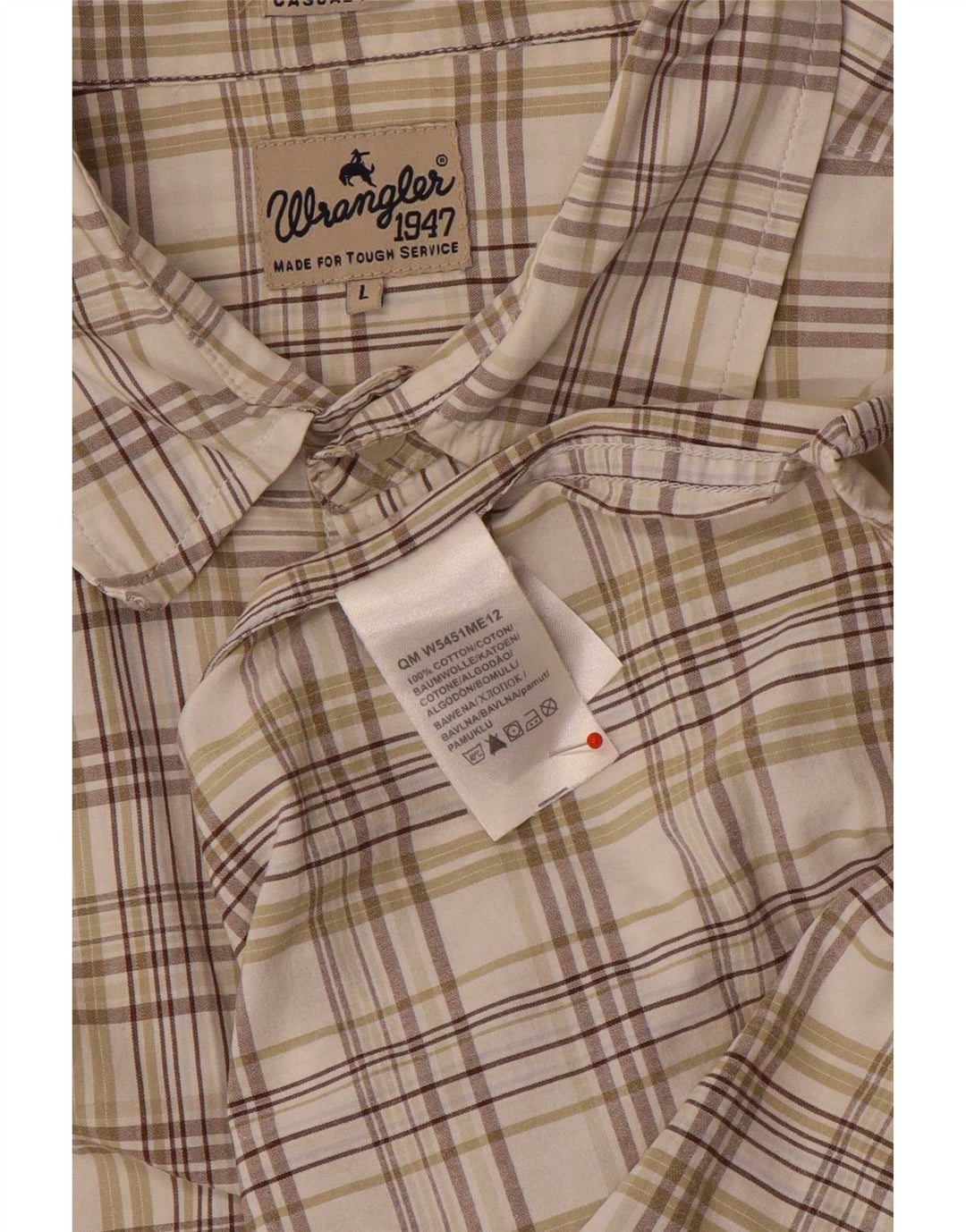 Wrangler Herren-Kurzarmhemd, groß, beige, kariert, Baumwolle