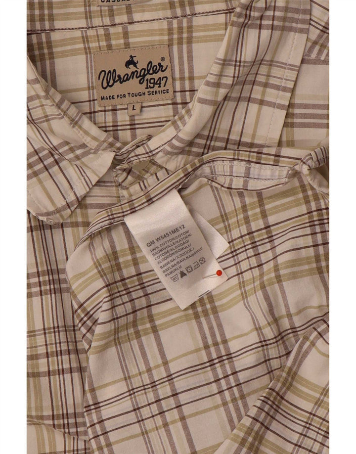 Wrangler Herren-Kurzarmhemd, groß, beige, kariert, Baumwolle