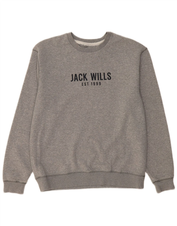 JACK WILLS Herren-Sweatshirt mit Grafik, groß, graue Baumwolle