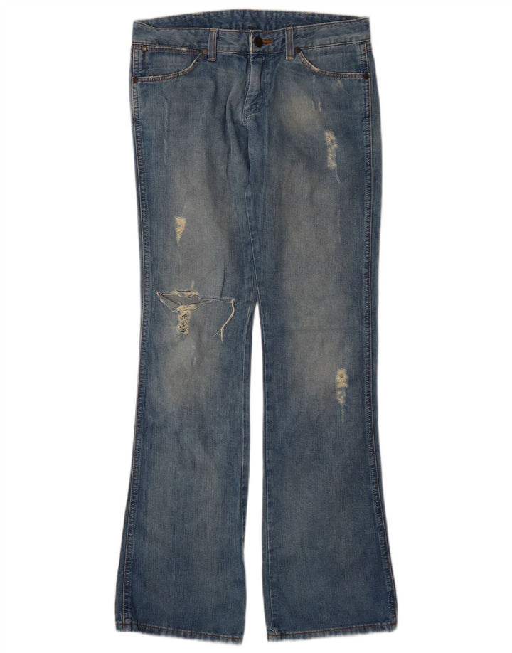 Wrangler Damen Megan Distressed Bootcut Jeans W28 L34 Blaue Baumwolle