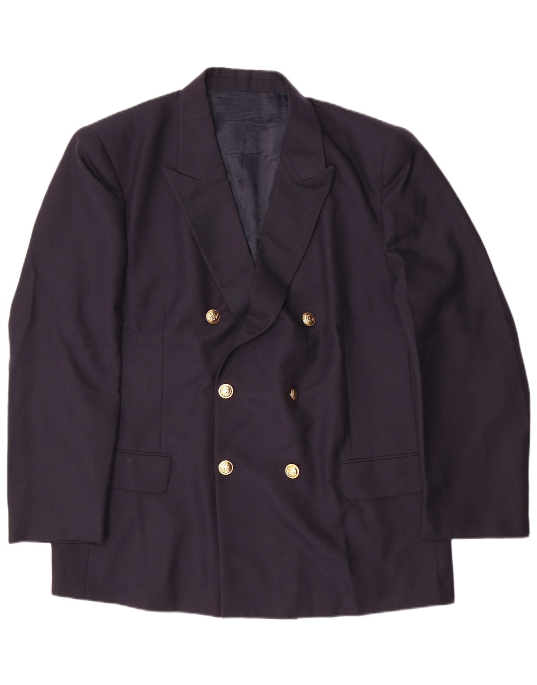 Vintage Herren Zweireiher Blazer Jacke IT 58 4XL Marineblaue Schurwolle