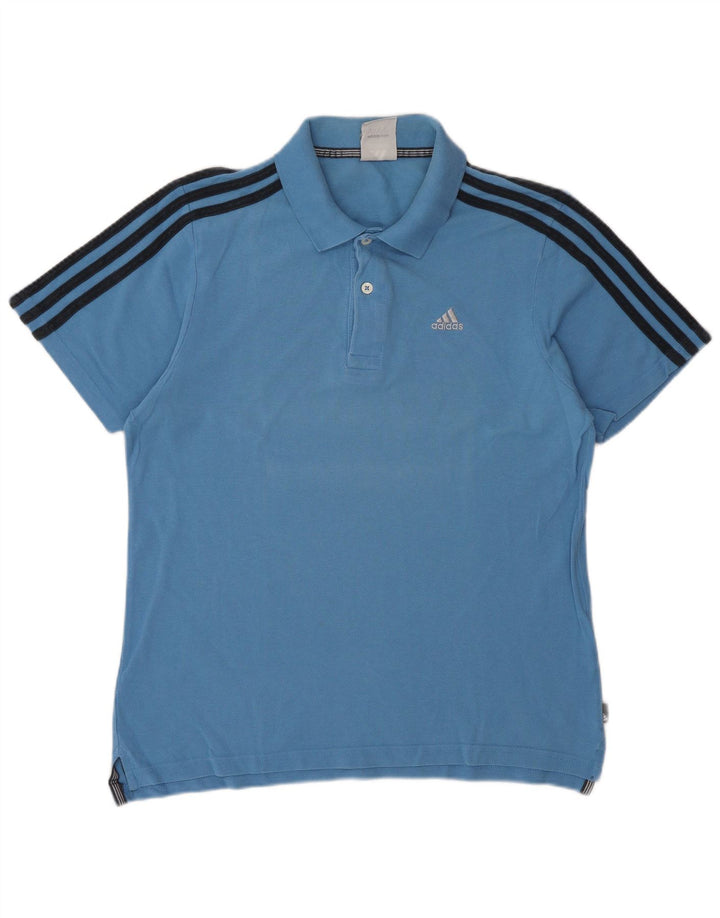 ADIDAS Herren Poloshirt mittelblaue Baumwolle