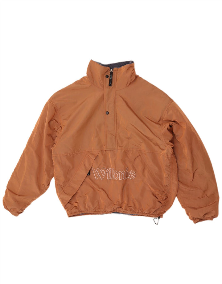 Vintage Herren-Oversize-Fleece-Wendejacke, kleines braunes Polyamid