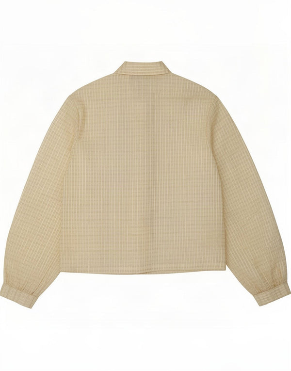 Vintage Damen-Hemdbluse IT 42 Medium Beige Check Polyester