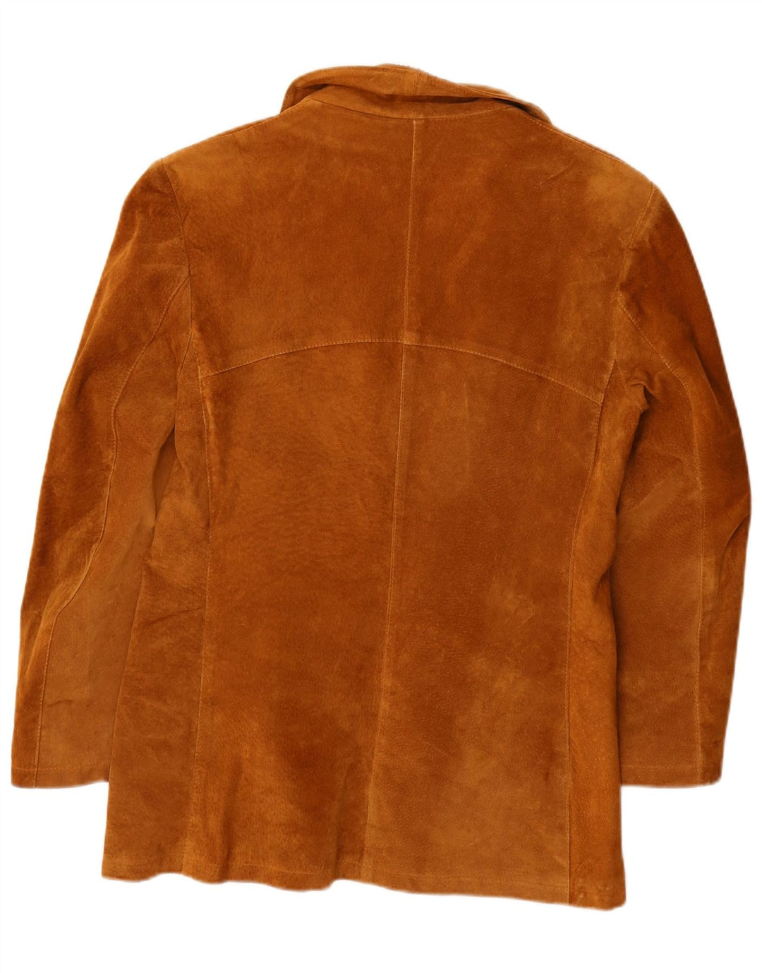 VINTAGE Damen 3-Knopf-Wildleder-Blazerjacke IT 46 Großes braunes Leder