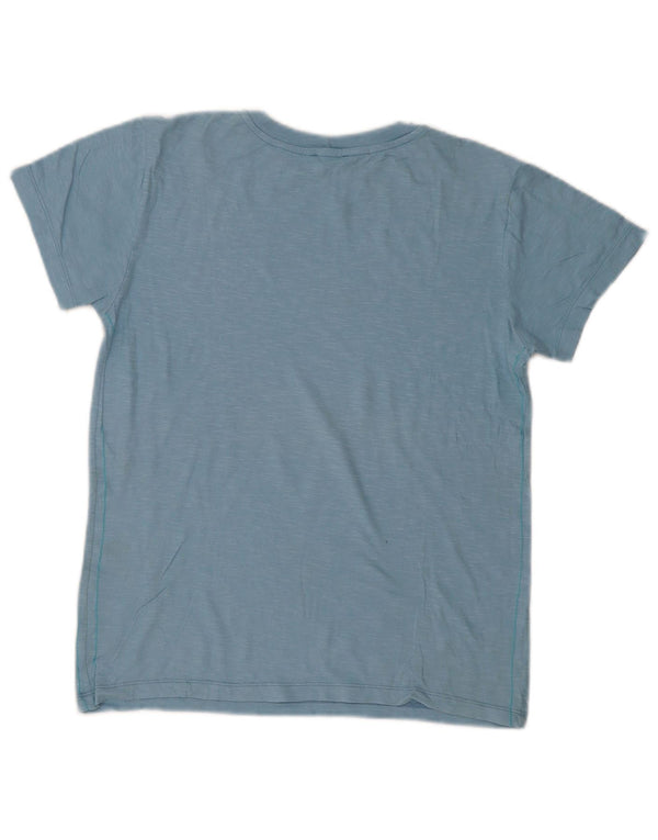 Benetton Damen Grafik-T-Shirt-Oberteil UK 14 Mittelblau