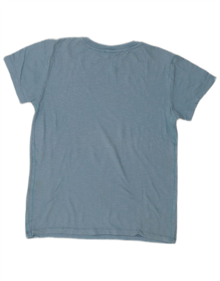 Benetton Damen Grafik-T-Shirt-Oberteil UK 14 Mittelblau