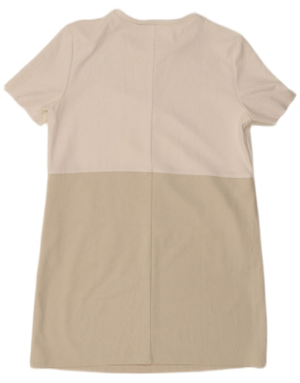 Zara Damen T-Shirt-Kleid UK 18 XL Weiß Colourblock