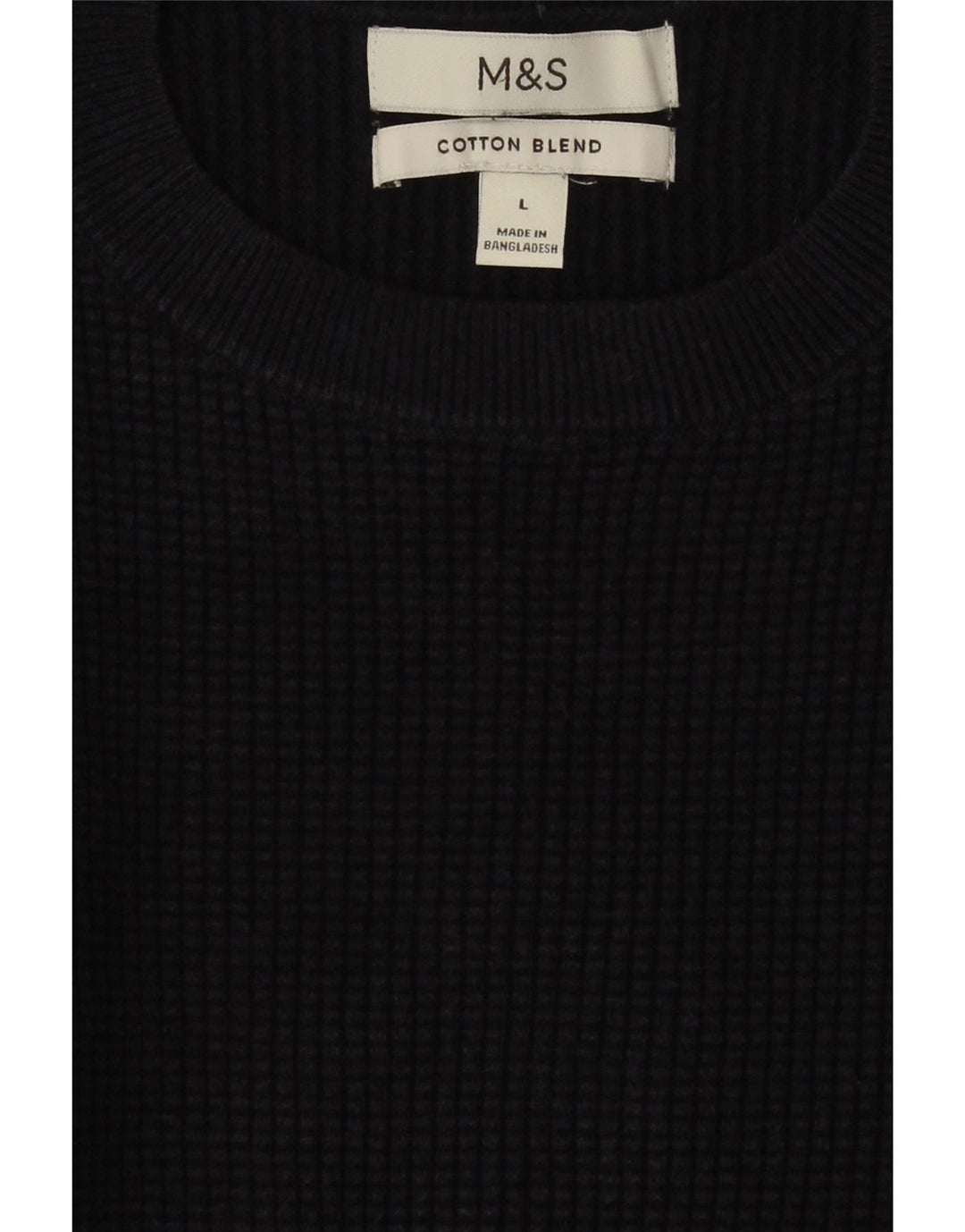 MARKS & SPENCER Herren-Pullover mit Rundhalsausschnitt, groß, marineblaue Baumwolle