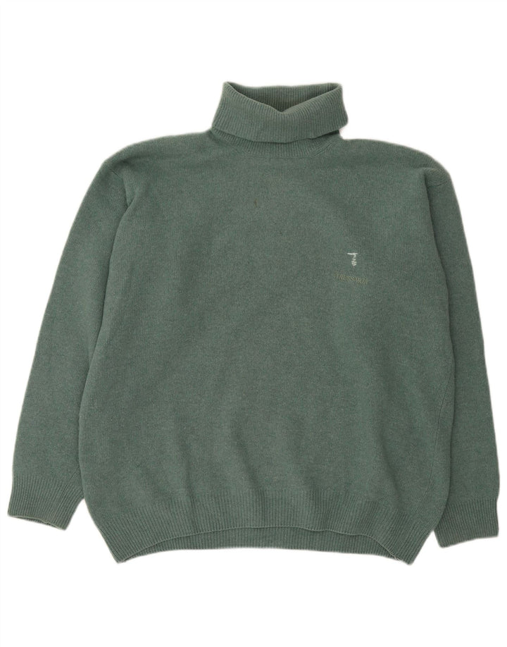 Trussardi Rollkragenpullover für Herren, mittelgrüne Wolle