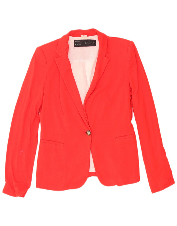 Zara Damen 1-Knopf-Blazerjacke UK 12 Mittelrotes Acetat