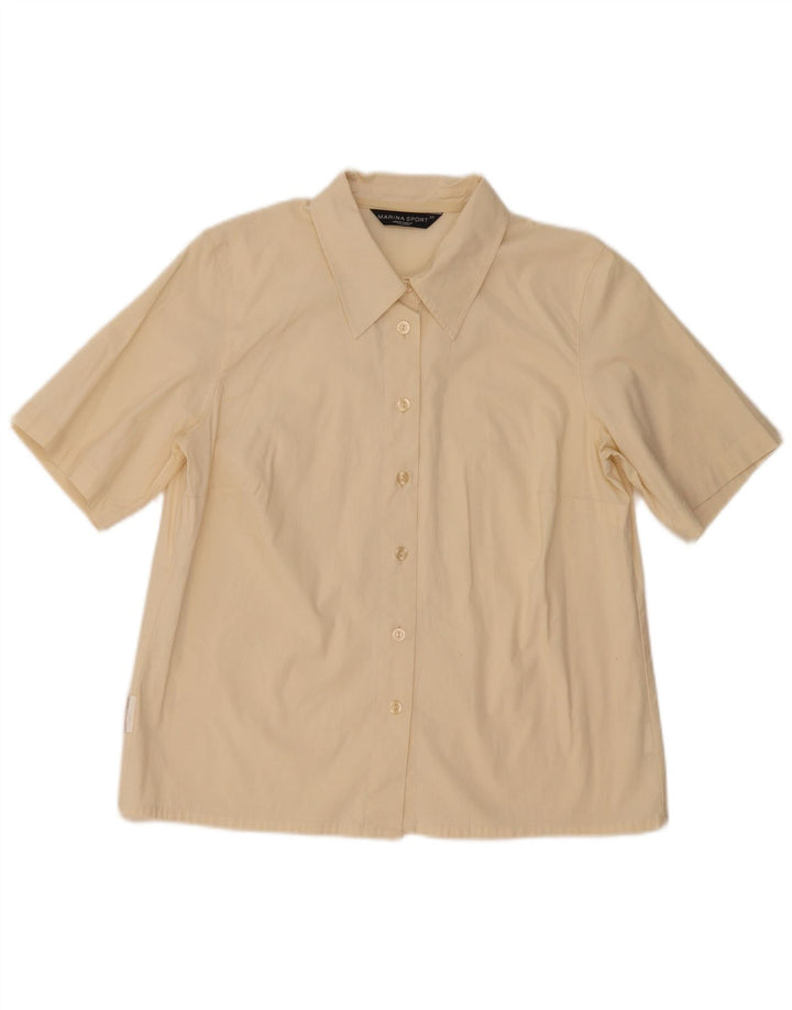 Marina Rinaldi Damen Kurzarmhemd Größe 21 Mittelbeige Baumwolle
