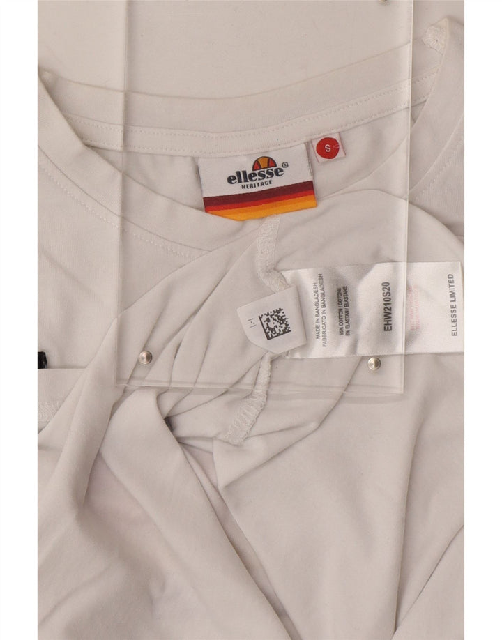 ELLESSE Womens Oversized T-Shirt Top UK 10 Small White Striped Cotton