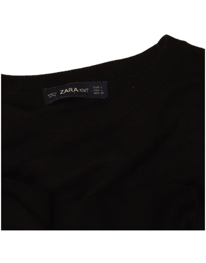 Zara Damen-Pullover mit Rundhalsausschnitt, Gr. 14, Schwarz