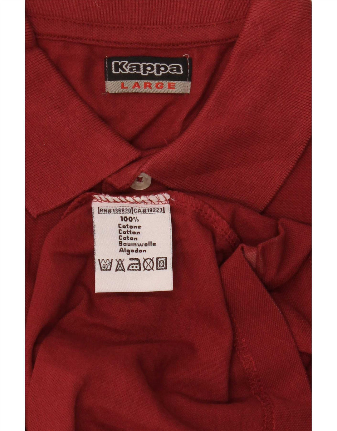 Kappa Herren Langarm-Poloshirt, große rote Baumwolle