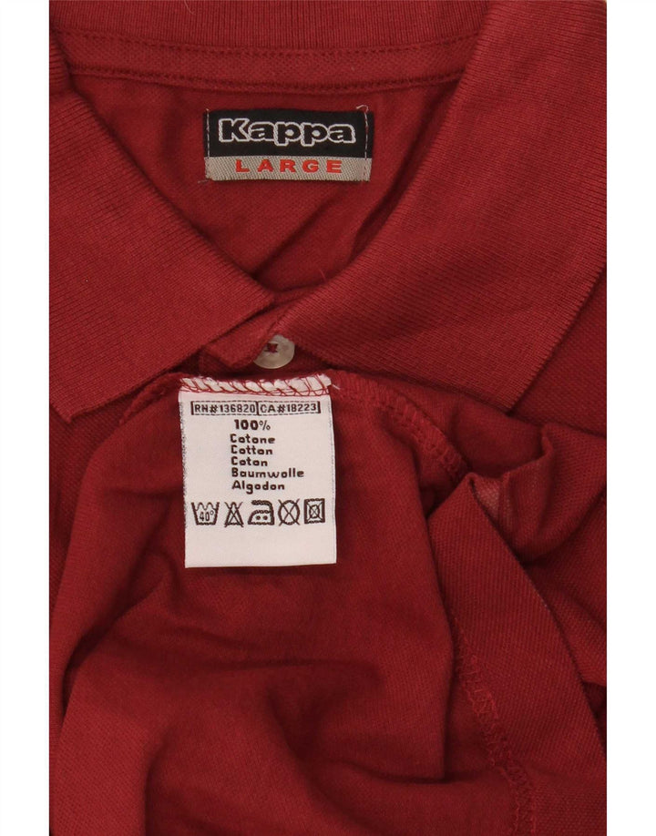 Kappa Herren Langarm-Poloshirt, große rote Baumwolle