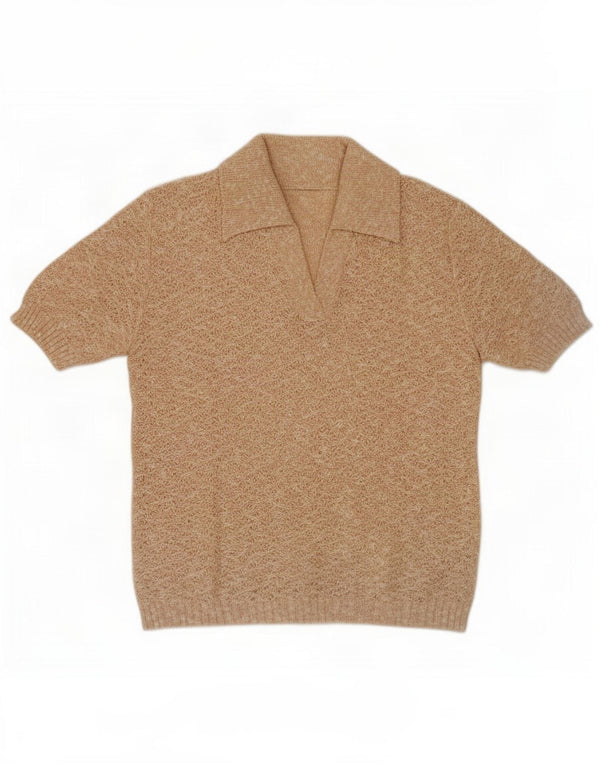 Vintage Damen Rollkragenpullover Pullover UK 10 Small Beige Flecked