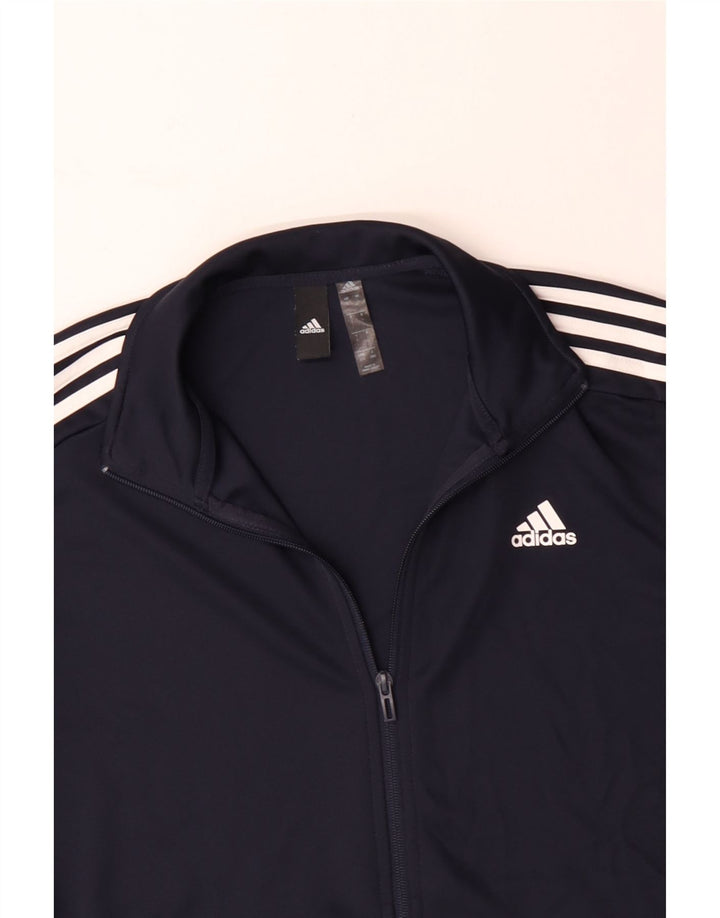 ADIDAS Herren-Trainingsanzug-Oberteil, große Jacke aus marineblauem Polyester