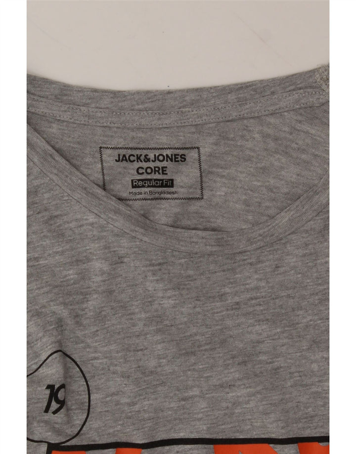 JACK & JONES Mens Regular Fit Graphic T-Shirt Top Large Grey Vintage Jack & Jones and Second-Hand Jack & Jones from Messina Hembry 