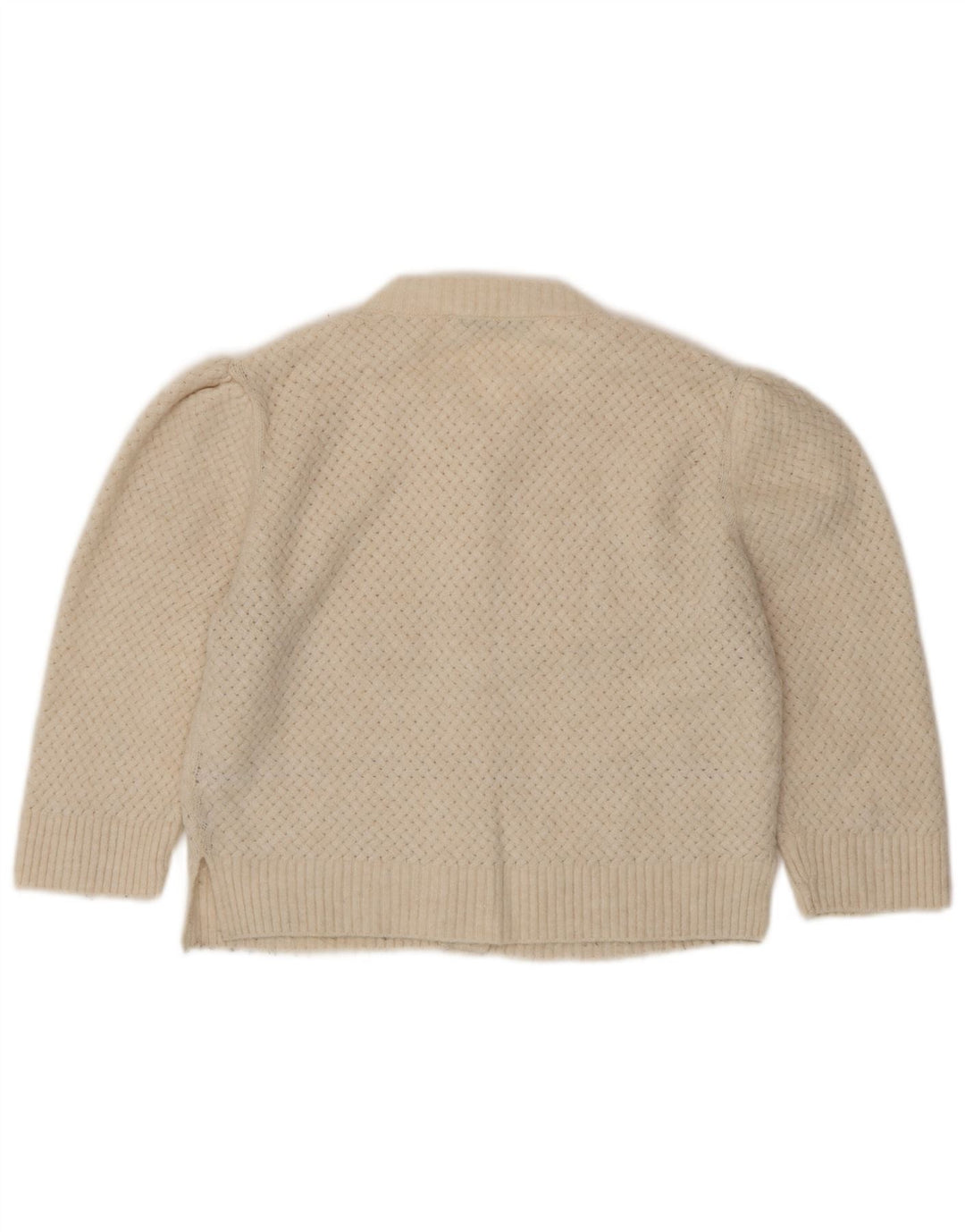 Zara Damen Crop Cardigan Pullover UK 10 Small Beige Polyester