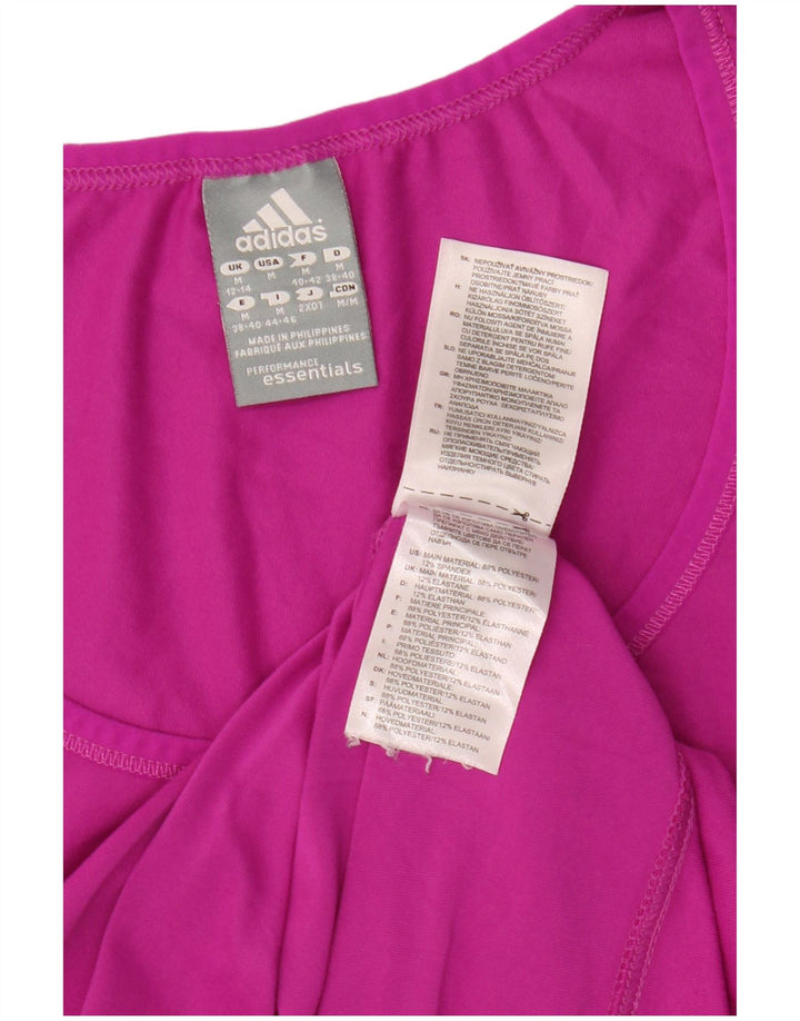 ADIDAS Damen Climalite T-Shirt Top UK 12/14 Mittelrosa Polyester