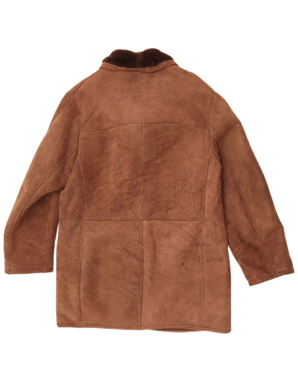 Vintage Herren Shearling Overcoat UK 40 Large Braun