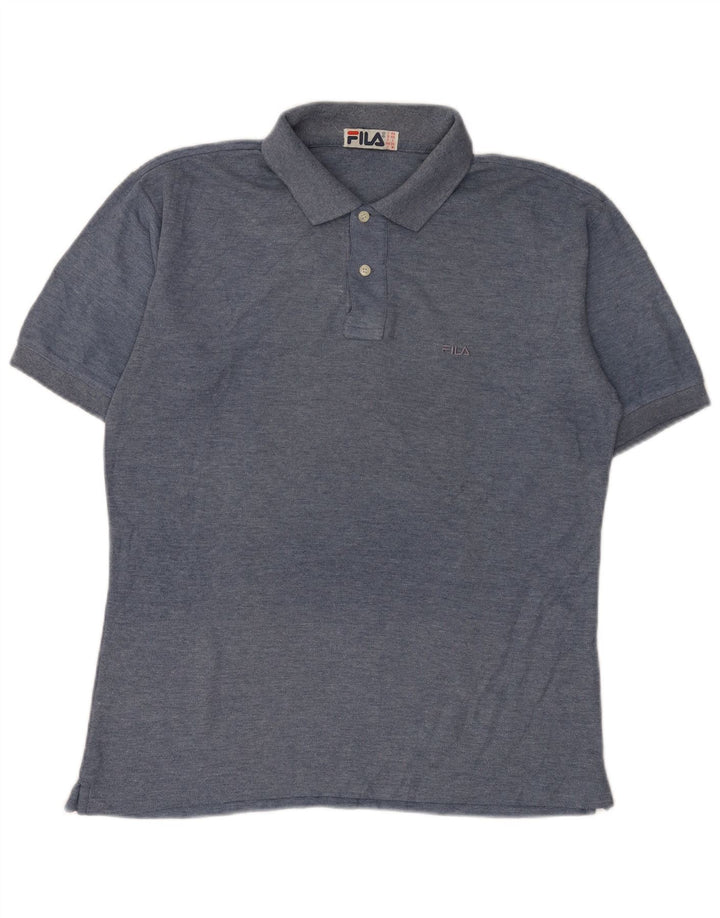 Fila Herren Poloshirt IT 46 Small Blau gefleckte Baumwolle