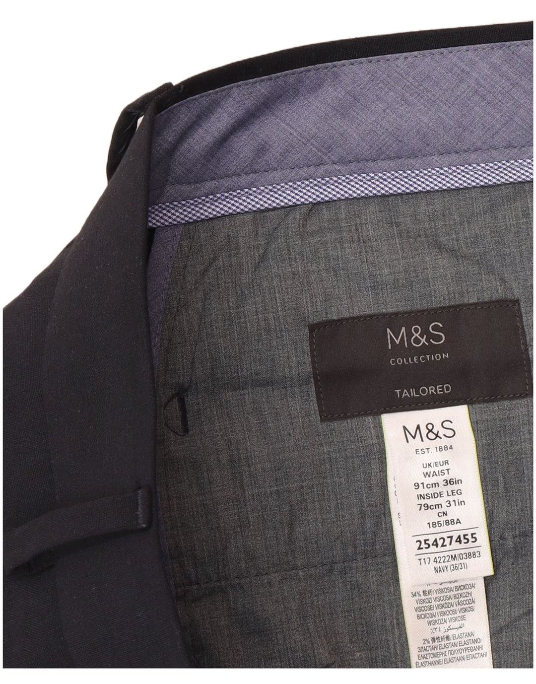 Maßgeschneiderte Slim-Anzughose für Herren von Marks & Spencer, W36 L31, Marineblau