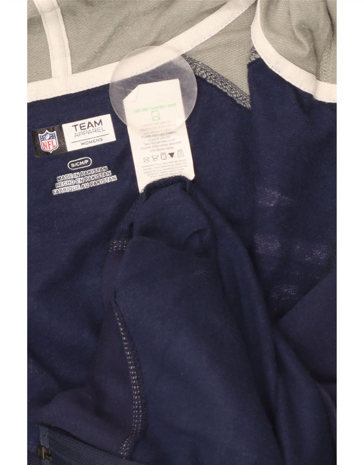 NFL Womens Patriots Zip Hoodie Sweater UK 10 Small Marineblau Farbblock