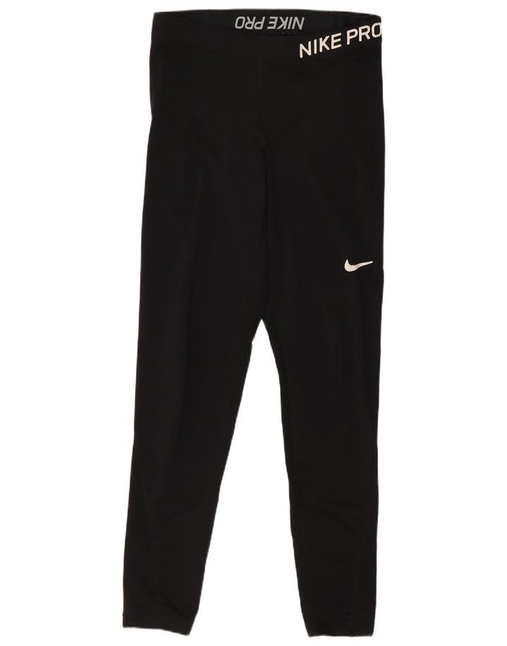 Nike Damen Leggings UK 12 Medium Schwarz Polyester Sport