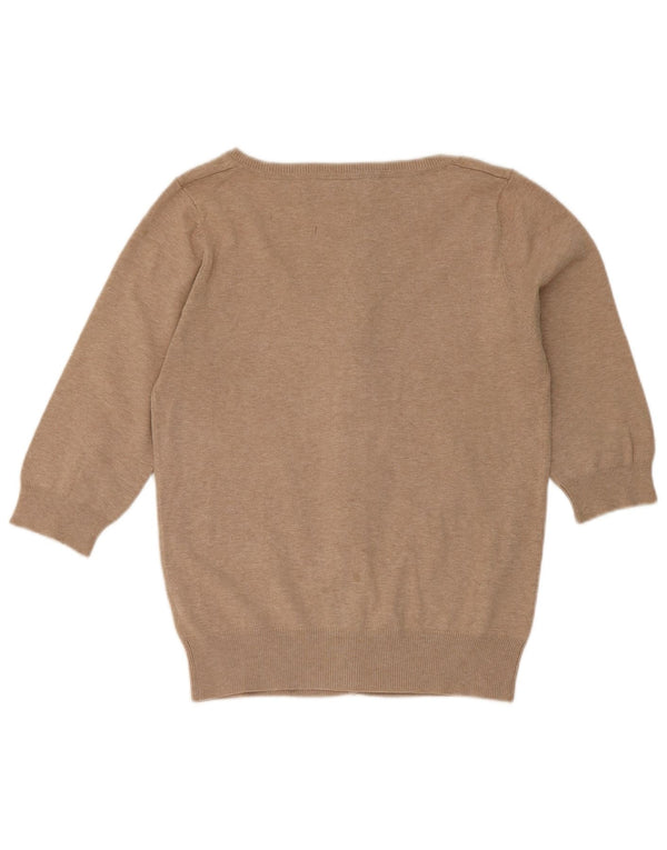 Zara Damen Strickjacke mit 3/4-Ärmeln, UK 18, XL, braun, Baumwolle